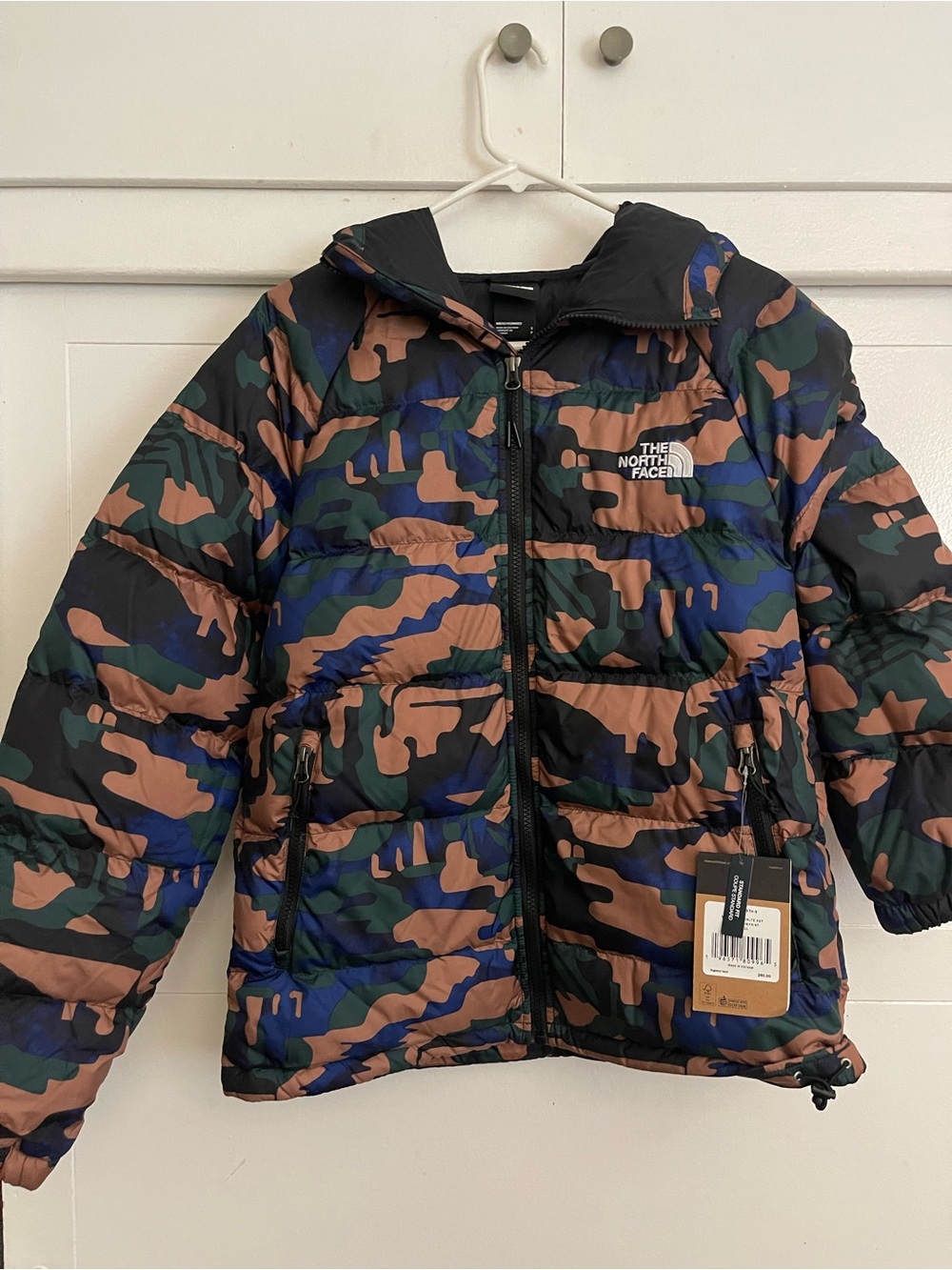 The North Face Camo Puffer Jacket in Brown, Green & Blue